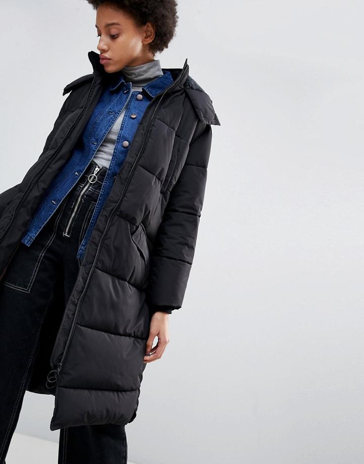 Parka London Amelia Long Quilted Coat - Black
