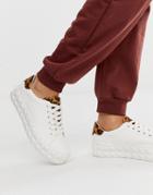 Asos Design Dynamite Diamond Sole Sneakers In White And Leopard