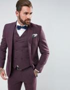 Asos Wedding Skinny Suit Jacket In Berry Wool Mix - Purple