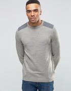 New Look Sweater In Stone With Gray Shoulder Patch - Stone