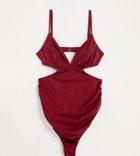 Wolf & Whistle Maternity Exclusive Cut Out Swimsuit In Plum-red