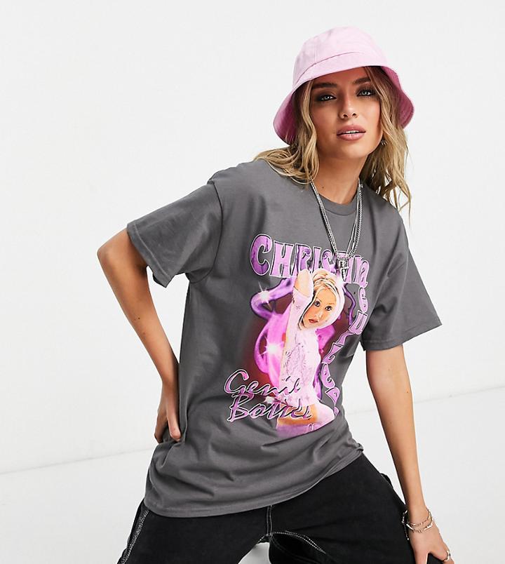 Reclaimed Vintage Inspired Y2k Christina Aguilera Licensed T-shirt In Charcoal-gray