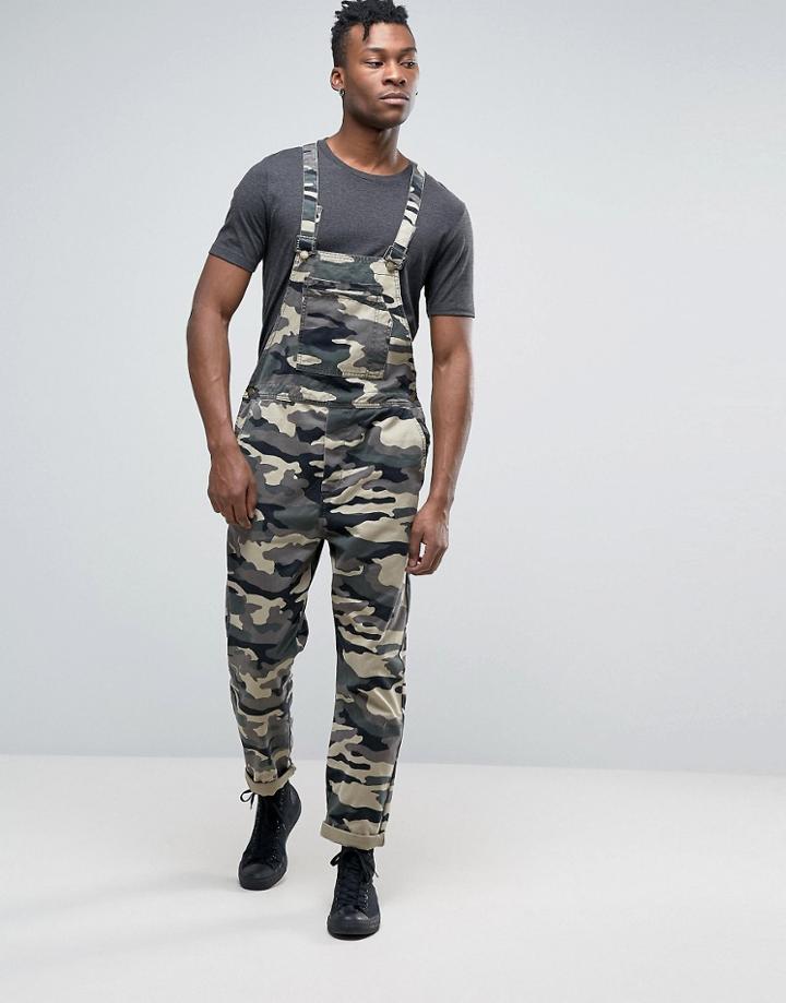 Rollas Trade Overalls Overall In Camo Print Green - Green
