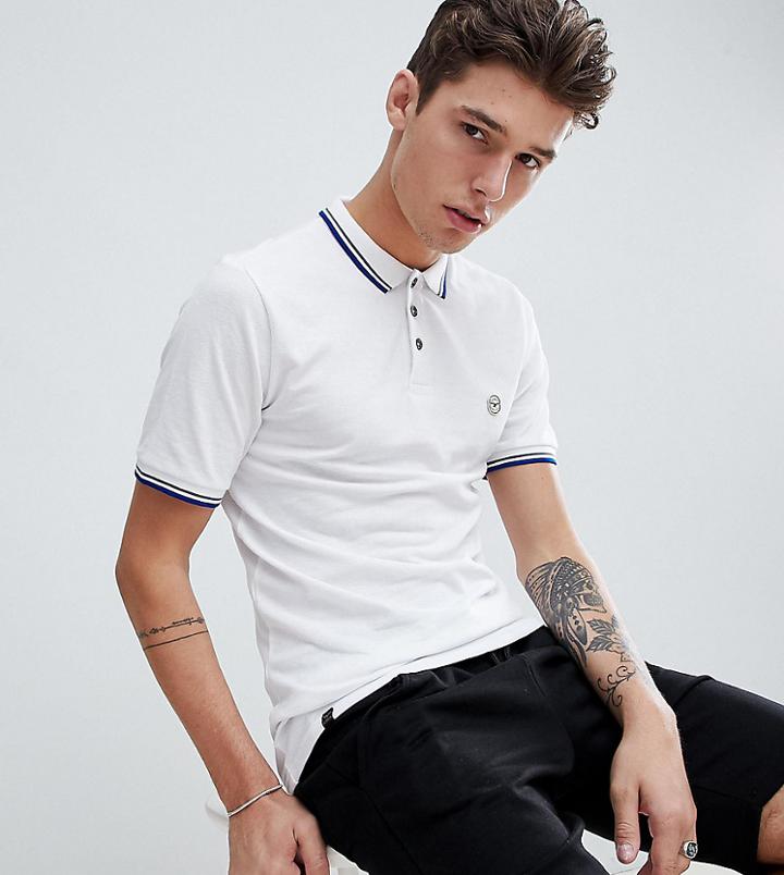 Le Breve Tall Tipping Slim Fit Polo Shirt - White