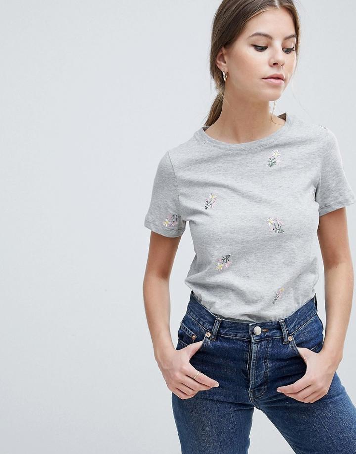 Oasis Floral Embroidered Sweat - Gray