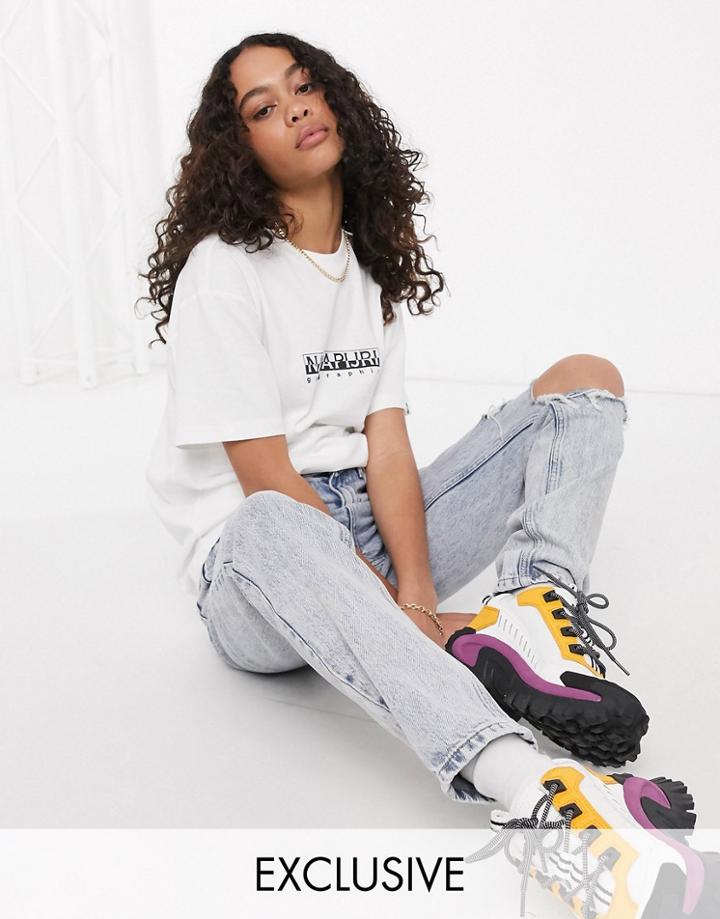 Napapijri Logo T-shirt In White Exclusive At Asos