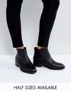 Asos Ample Leather Zip Ankle Boots - Black