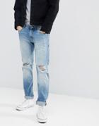 Produkt Regular Fit Jeans With Distressed Knee Details - Blue