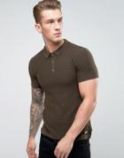 Brave Soul Knitted Textured Polo Shirt - Green