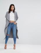 Missguided Gray Oversized Waterfall Duster Coat - Gray