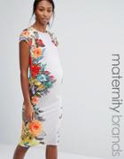 Bluebelle Maternity Cap Sleeve Floral Print Bodycon Dress - Multi