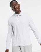 Asos Dark Future Long Sleeve Polo Shirt In Gray With Logo-grey