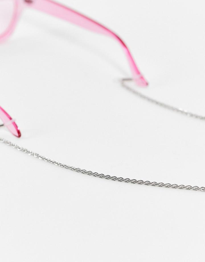 Asos Design Stainless Steel Sunglasses Chain In Silver Tone