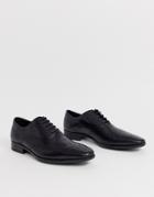 Office Macro Brogue In Black Leather - Black