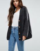 Asos Cardigan In Chunky Oversized Fit - Gray