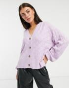Y.a.s. Duffy Textured Knit Cardigan In Lilac-purple