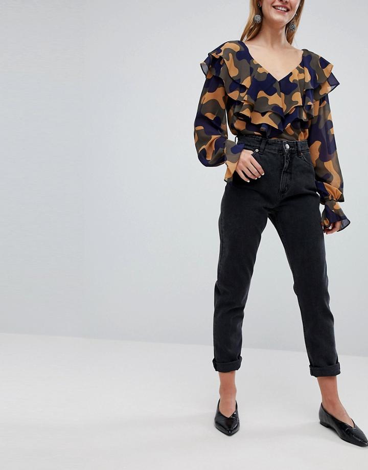 Monki Kimomo High Waist Mom Jeans With Organic Cotton In Wash Black - Black