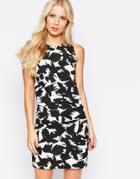 Daisy Street Shift Dress With Cross Back In Mono Print