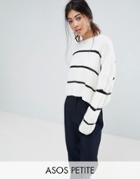 Asos Petite Chunky Sweater With Contrast Ladder Stitch - Cream