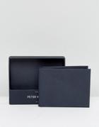 Peter Werth Etched Wallet In Navy - Blue
