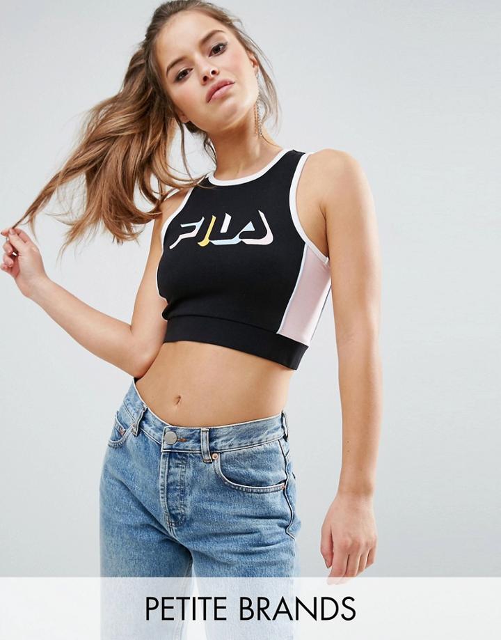 Fila Petite Crop Top With Logo Detail - Black