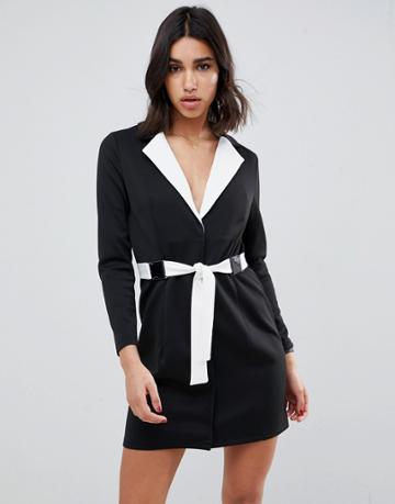 Asos Design Mono Color Block Tuxe Dress - Multi