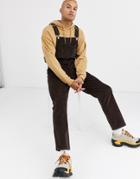Asos Design Relaxed Overalls In Cord In Brown