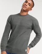 River Island Mixed Stitch Sweater In Dark Green