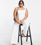 The Frolic Plus Linen Tie-shoulder Jumpsuit In White