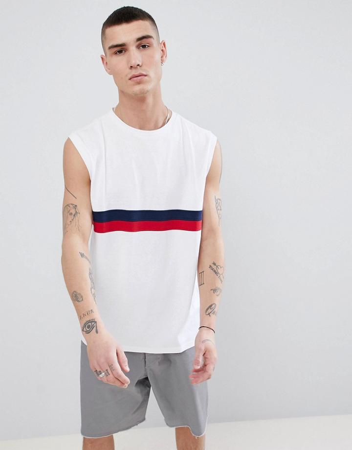 Another Influence Retro Sports Stripe Tank - White
