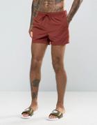 Asos Swim Shorts In Rust Short Length - Red