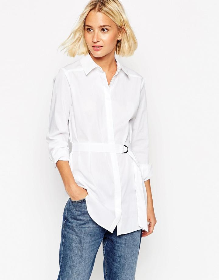 Asos Belted White Shirt - White