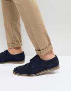 Frank Wright Lace Up Shoes In Navy Suede - Navy