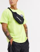Asos Design Halloween Cross Body Fanny Pack In Black With Glow In The Dark 'here For The Boos' Print