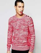 Firetrap Stripe Crew Neck Knitted Sweater - Red
