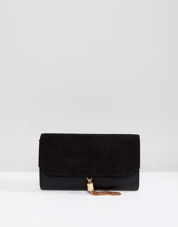 Asos Tassel Envelope Purse With Suedette Flap - Black