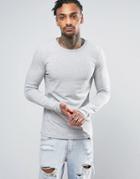 Yourturn Long Sleeve T-shirt In Muscle Fit - Gray