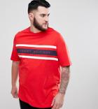 Tommy Hilfiger Plus Icon Stripe Logo Print T-shirt In Red - Red