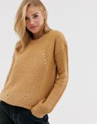 Brave Soul Fab Sweater In Spiced Camel