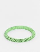 Asos Design 90s Elastic Bracelet In Colored Green Enamel
