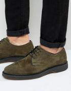 Asos Derby Shoe In Khaki Suede - Green