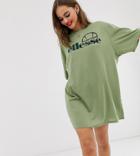 Ellesse Recycled Oversized T-shirt Dress With Palm Front Logo-green