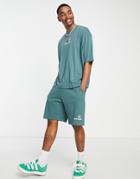 Asos Daysocial Relaxed Short With Logo Print In Teal - Part Of A Set-green