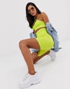 Asos Design Riyah Neon Rib Shaping Short-green