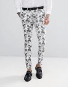 Noose & Monkey Super Skinny Wedding Suit Pants In Jacqaurd - White