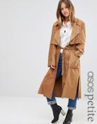 Asos Petite Faux Suede Trench - Stone