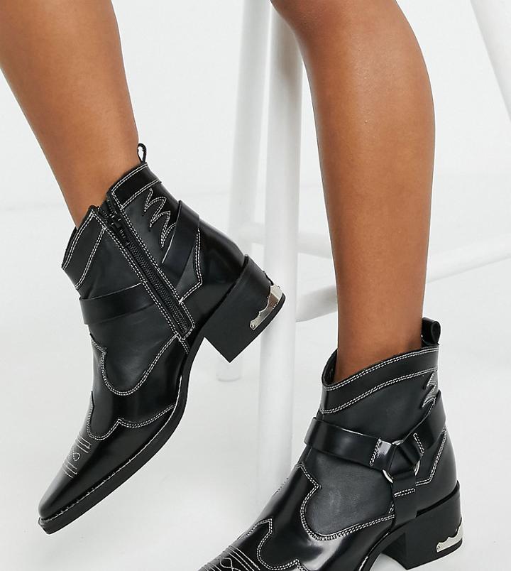 Asra Exclusive Madison Western Boots With Metal Plating In Black Leather