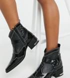 Asra Exclusive Madison Western Boots With Metal Plating In Black Leather