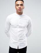 Asos Super Skinny Casual Oxford Shirt With Grandad Collar In White - White