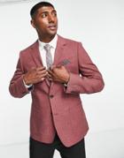 Harry Brown Wide Lapel Single Breasted Linen Blazer-red